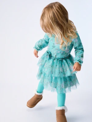 Liu Jo Short Printed Tulle Dress zielony