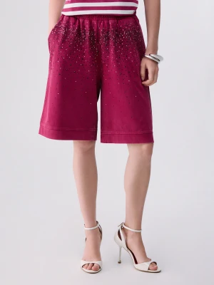 Liu Jo Shorts With Rhinestones czerwony