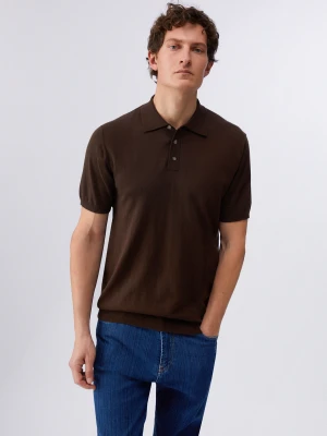 Zdjęcie produktu Liu Jo Silk-blend Knit Polo-shirt Chocolate
