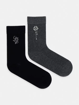 Liu Jo skarpety damskie z bawełną 2-pack czarny