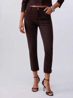 Liu Jo Skinny Trousers With Turn-ups Dark Brown