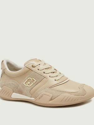 Liu Jo Skórzane sneakersy Blossom 02 | zamsz beżowy