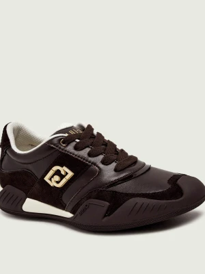 Liu Jo Skórzane sneakersy Blossom 02 | zamsz brązowy