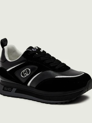 Liu Jo Skórzane sneakersy Maxi Wonder 97 | zamsz czarny