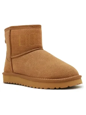 Liu Jo Skórzane śniegowce JIL 02 - ANKLE BOOT PERFORATED COW SUEDE SAND