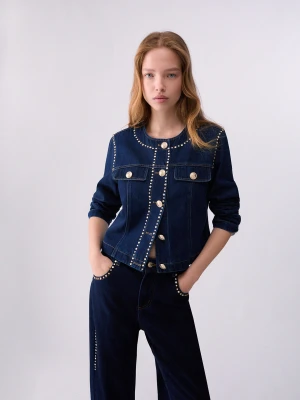 Liu Jo Slim Fit Denim Jacket With Rhinestones Normal Wash