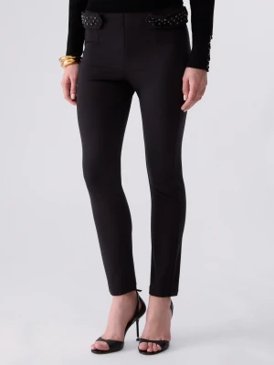 Liu Jo Slim Fit Trousers With Embellishments czarny