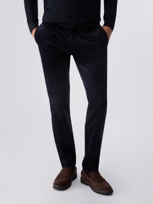 Liu Jo Slim Fit Velvet Trousers Dark Blue