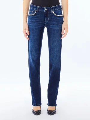 Liu Jo Slim Jeans With Gemstones Dark Blue Denim