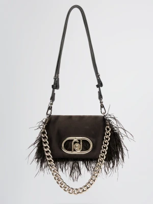 Liu Jo Small Lapuffy Bag With Feathered Detailing czarny
