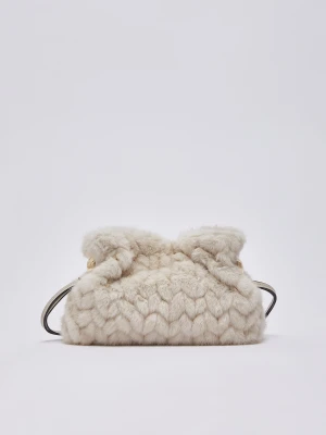 Liu Jo Small Riccy Bag In Faux Fur Cream