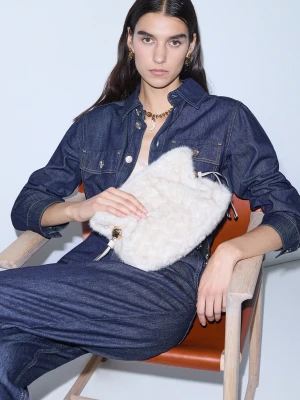Liu Jo Small Riccy Bag In Faux Fur Cream