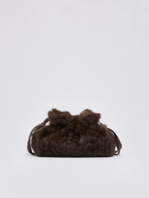 Liu Jo Small Riccy Bag In Faux Fur Dark Brown
