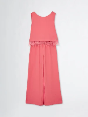 Liu Jo Smart Jumpsuit With Feathered Detailing Peach
