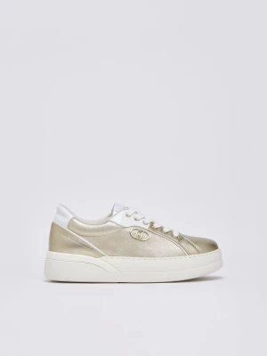 Liu Jo Sneakers In Laminated Leather Light Gold