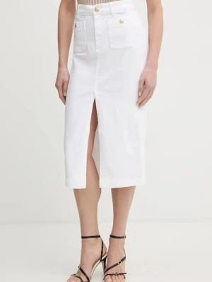 Liu Jo spódnica jeansowa kolor biały midi prosta UA6259 D0275