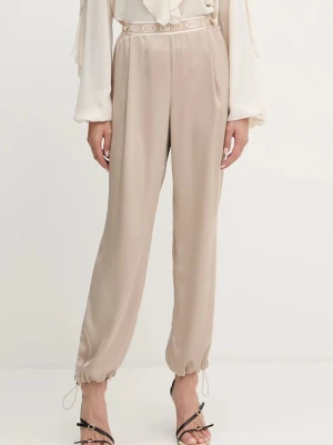 Liu Jo spodnie damskie kolor beżowy proste high waist TF5192.T004A