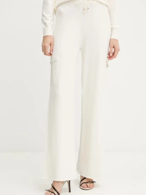 Liu Jo spodnie damskie kolor beżowy szerokie high waist TF5041.MS75L