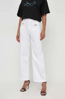 Liu Jo spodnie damskie kolor biały dzwony high waist