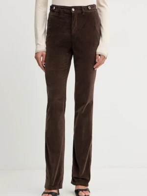 Liu Jo spodnie damskie kolor brązowy proste high waist MF5308 T4590