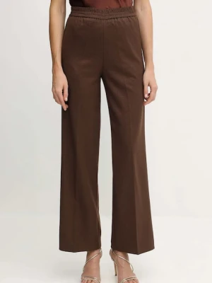 Liu Jo spodnie damskie kolor brązowy proste high waist MF5349 T159A