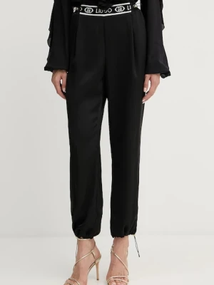 Liu Jo spodnie damskie kolor czarny proste high waist TF5192.T004A