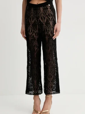 Liu Jo spodnie damskie kolor czarny proste high waist WA5341.MS007