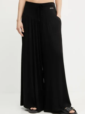 Liu Jo spodnie damskie kolor czarny szerokie high waist VA5039.JS360