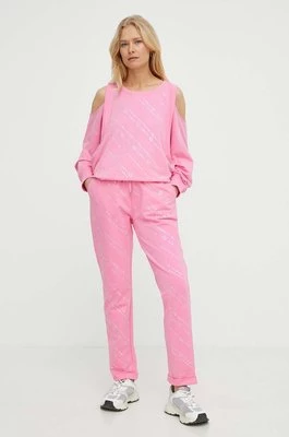 Liu Jo spodnie damskie kolor różowy proste high waist