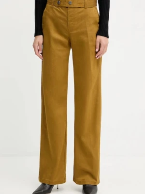 Liu Jo spodnie damskie kolor zielony szerokie high waist MF5259 T7144