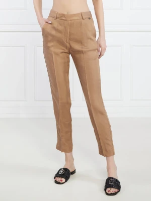 Liu Jo Spodnie | Regular Fit | z dodatkiem lnu camel