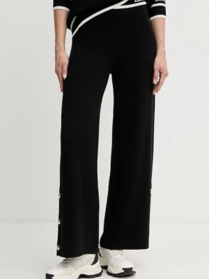 Liu Jo spodnie z domieszką jedwabiu damskie kolor czarny proste high waist TF5252.MS59L