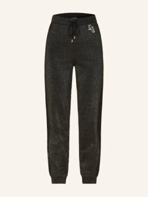 Liu Jo Spodnie Z Dzianiny Z Błyszczącą Przędzą I Paskami Galonowymi schwarz