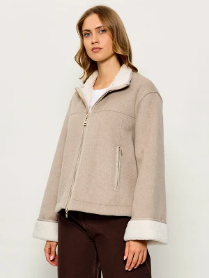 Liu Jo Sport Płaszcz | shearling | z dodatkiem wełny beżowy