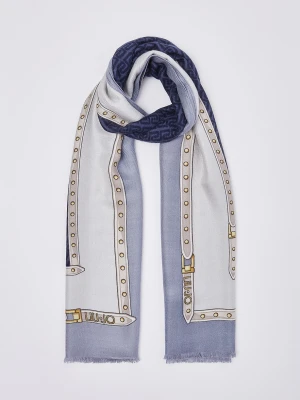 Liu Jo Stole With Monogram Logo Light Blue