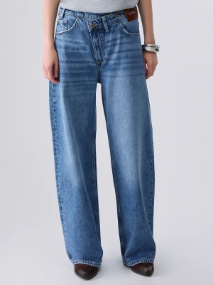 Liu Jo Straight Jeans With Asymmetric Waistband Blue Denim