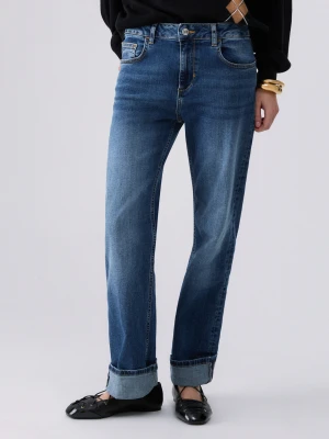 Liu Jo Straight Jeans With Cuff Blue Denim