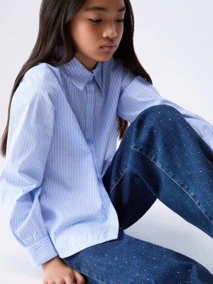 Liu Jo Straight Jeans With Embellishments Dark Blue Denim