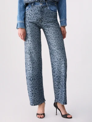 Liu Jo Straight-leg Jeans With Animal Print Blue Denim