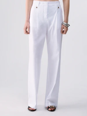 Liu Jo Straight-leg Poplin Trousers biały