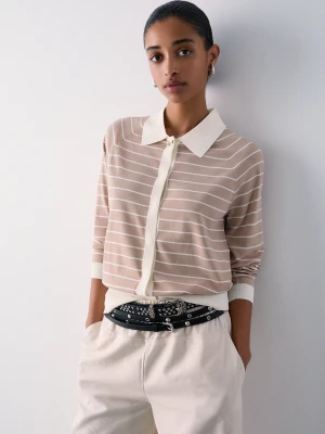 Liu Jo Striped Cardigan Light Almond