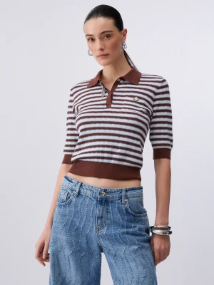 Liu Jo Striped Jumper With Bejewelled Details