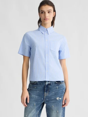 Liu Jo Striped Light Blue Boxy Shirt LIUJO