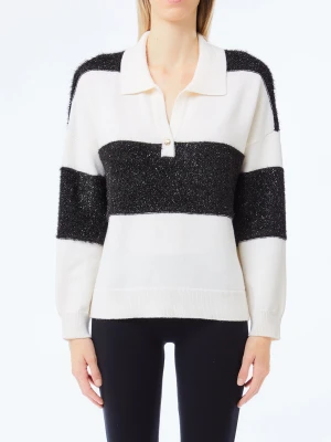 Liu Jo Striped Wool Polo biały
