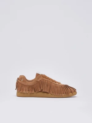 Liu Jo Suede Fringe Sneakers Dark Beige