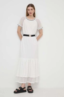 Liu Jo sukienka kolor beżowy maxi rozkloszowana