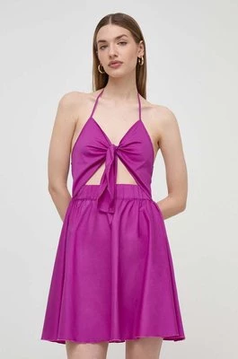 Liu Jo sukienka kolor fioletowy mini rozkloszowana