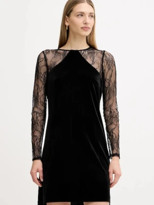 Liu Jo sukienka welurowa kolor czarny mini dopasowana MF5466 J4952
