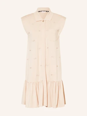 Liu Jo Sukienka Z Dżerseju Z Ozdobnymi Kamykami beige