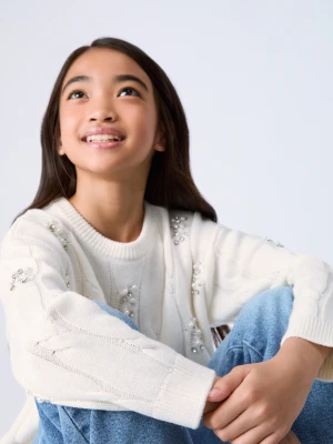 Liu Jo Sweater With Jewel Embroidery biały